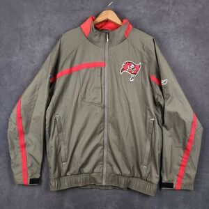 Tampa Bay Buccaneers Reebok NFL On Field Windbreaker Jacket Mens Large Brown Red